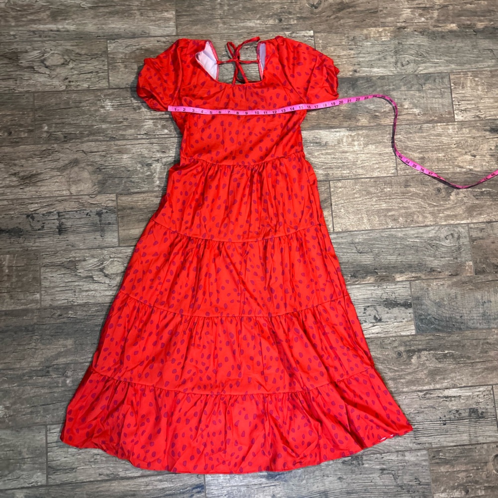 Women’s elegant red chic flowy maxi dress - Picture 5 of 7